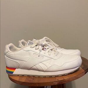 Reebok White Sneakers with Rainbow Accent